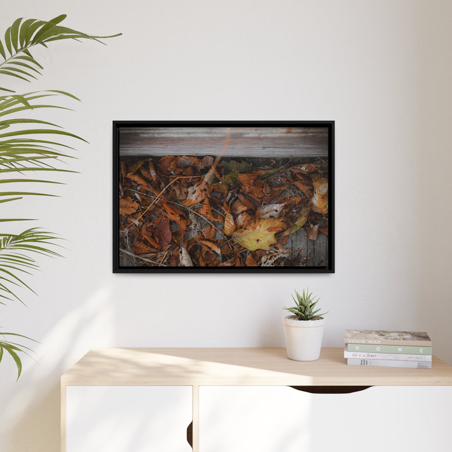 "Leaves on a Bridge" Framed Canvas