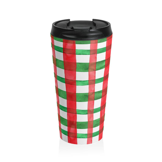 "Perfectly Plaid Holiday" Stainless Steel Travel Mug