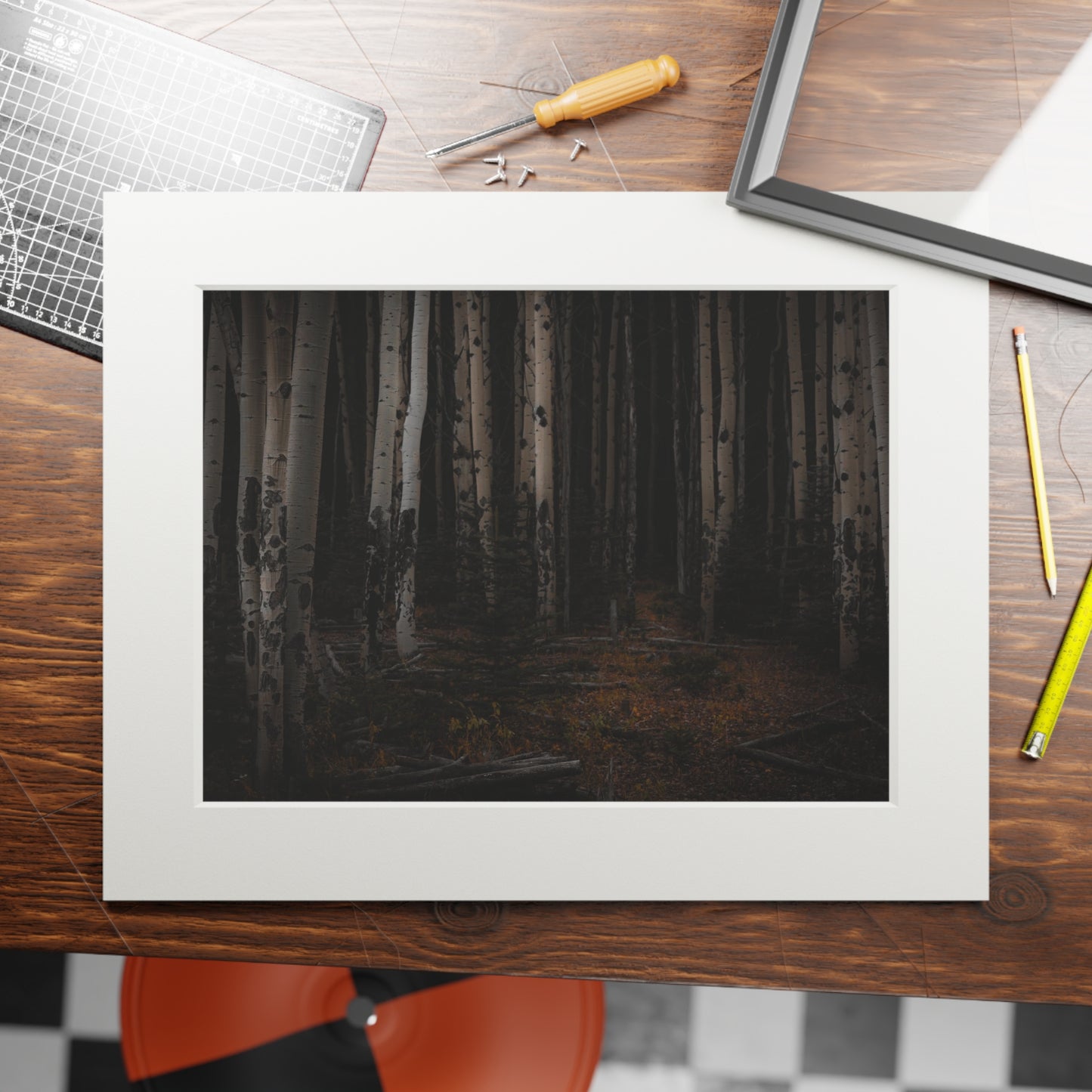 "Moody Aspen Grove" Fine Art Prints (Passepartout Paper Frame)