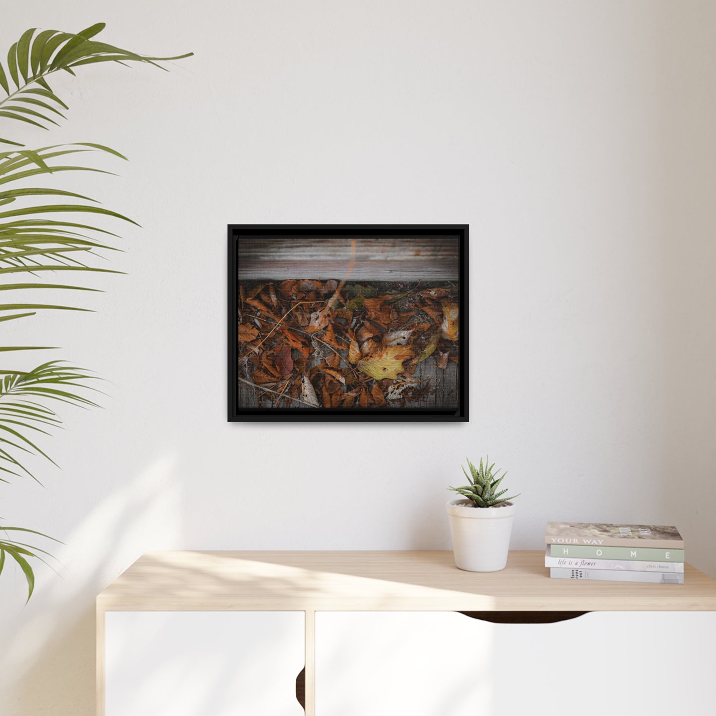 "Leaves on a Bridge" Framed Canvas