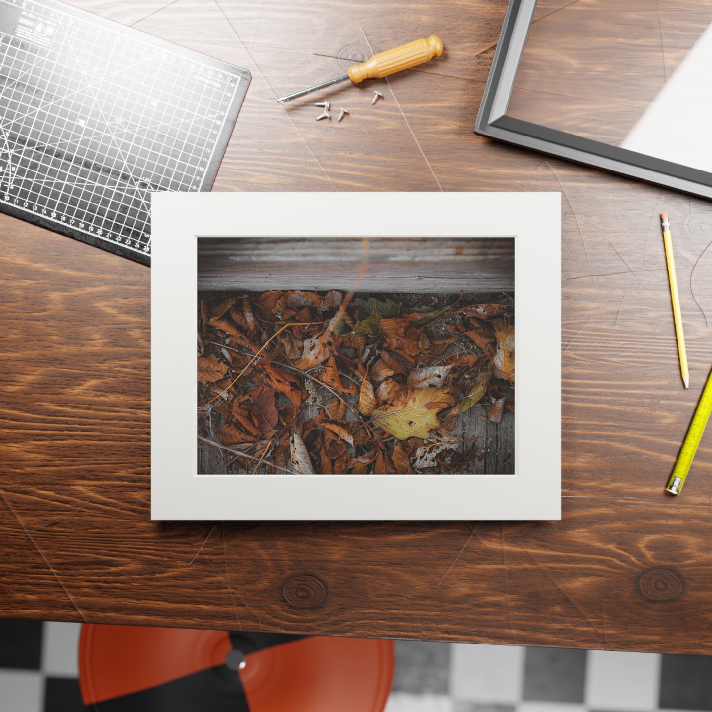 "Leaves on a Bridge" Fine Art Prints (Passepartout Paper Frame)